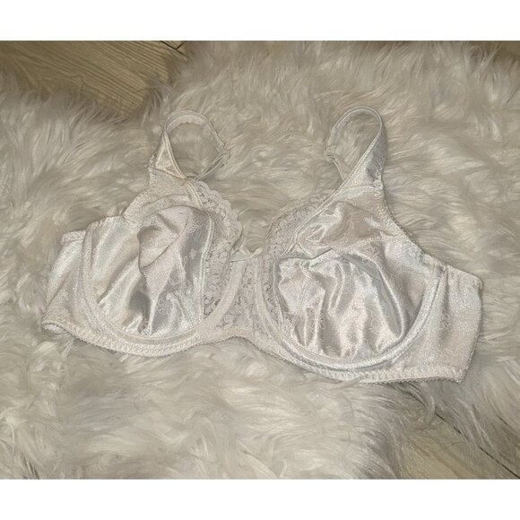 Playtex 4422 Love My Curves Signature Coverage Bra Satin Floral UW 36B White - Picture 1 of 6